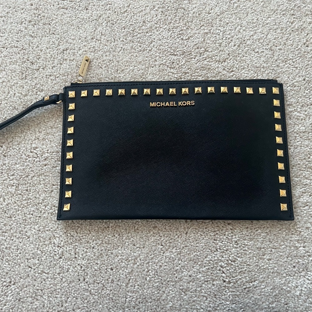 Michael Kors Black Pouch with Gold Accents